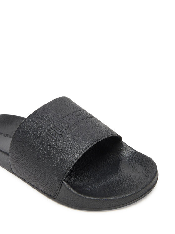 Tommy Hilfiger Nazouváky Tommy Hilfiger Hilfiger Print Tumble Pool Slide FM0FM05505 Černá