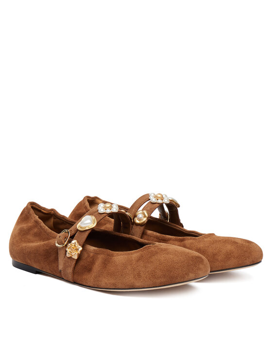 Stuart Weitzman Балетки Stuart Weitzman Socharming Mary Jane SN125 Коричневий