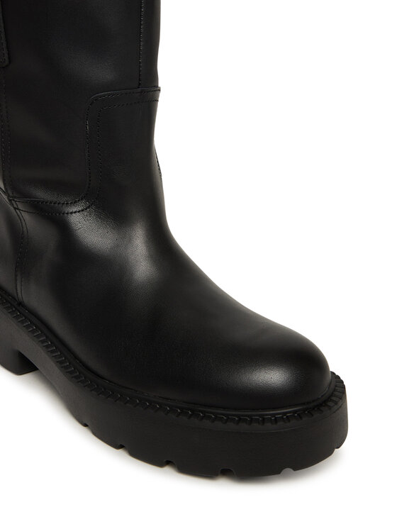 Tommy Jeans Aulinukai Tommy Jeans Tjw Leather Mid Tubular Boot EN0EN02834 Juoda