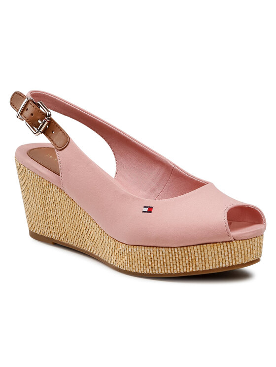 Tommy Hilfiger Espadrilles Tommy Hilfiger Iconic Elba Sling Back Wedge FW0FW04788 Rozā