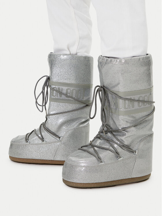 Moon Boot Sniega zābaki Moon Boot Icon Glitter 80D1402850 Sudraba