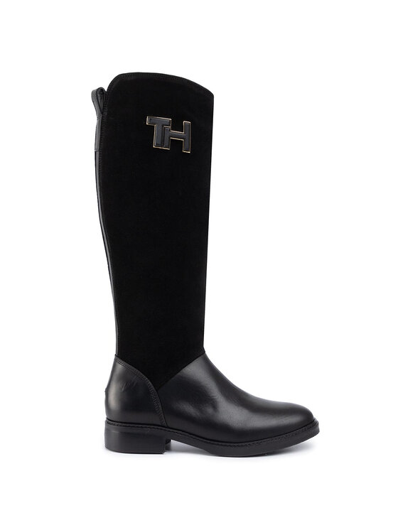 Tommy Hilfiger Jahalni škornji Tommy Hilfiger Essential Suede Longboot FW0FW04322 Črna