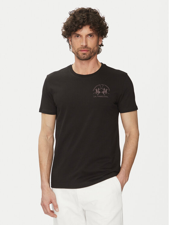 La Martina La Martina Футболка Vernie MAR009 JS206 Чорний Regular Fit