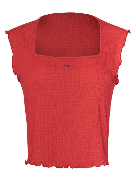 Tommy Jeans Tommy Jeans Top Smock Seersucker DW0DW22220 Rdeča Slim Fit