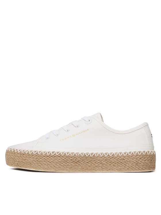 Tommy Hilfiger Espadrilky Tommy Hilfiger Rope Vulc Sneaker Corporate FW0FW07241 Écru