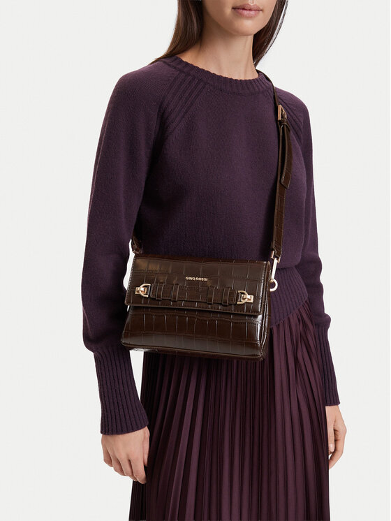 GINO ROSSI Kabelka GINO ROSSI C- LDA9844-C Tmavě hnědá