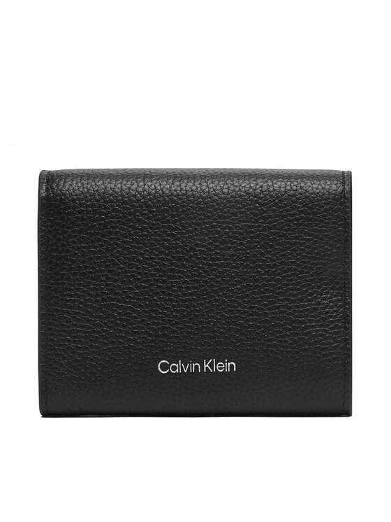 Calvin Klein Portfel Calvin Klein Emblem Hw Pebble Trifold W/Zip LV04F1128G Czarny