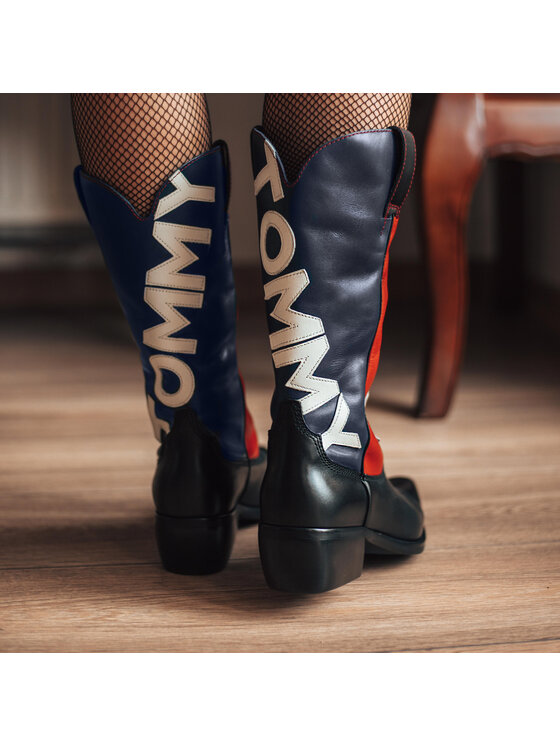 Tommy Jeans Botine Tommy Jeans Heritage Cowboy Boot EN0EN000621 Negru