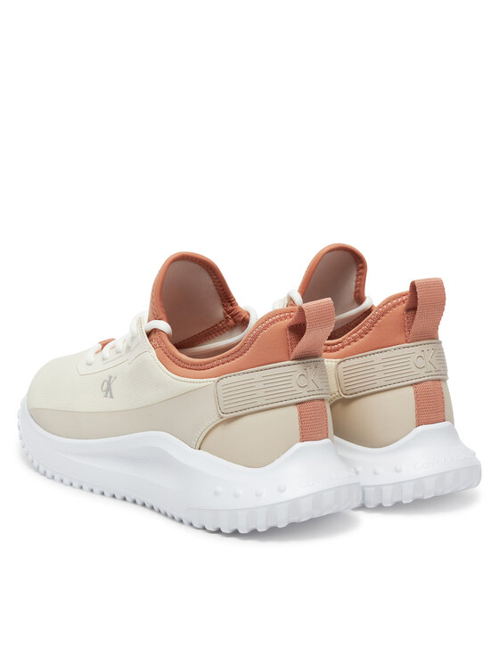 Calvin Klein Jeans Sneakersy Calvin Klein Jeans Eva Runner Low Lace Mix In YW0YW01759 Écru