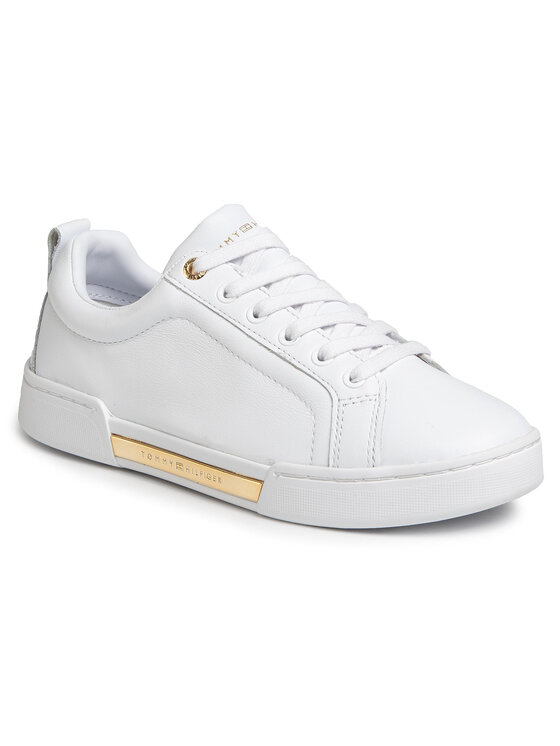 Tommy Hilfiger Sneakersy Tommy Hilfiger Branded Outsole Metallic Sneaker FW0FW04707 Biela