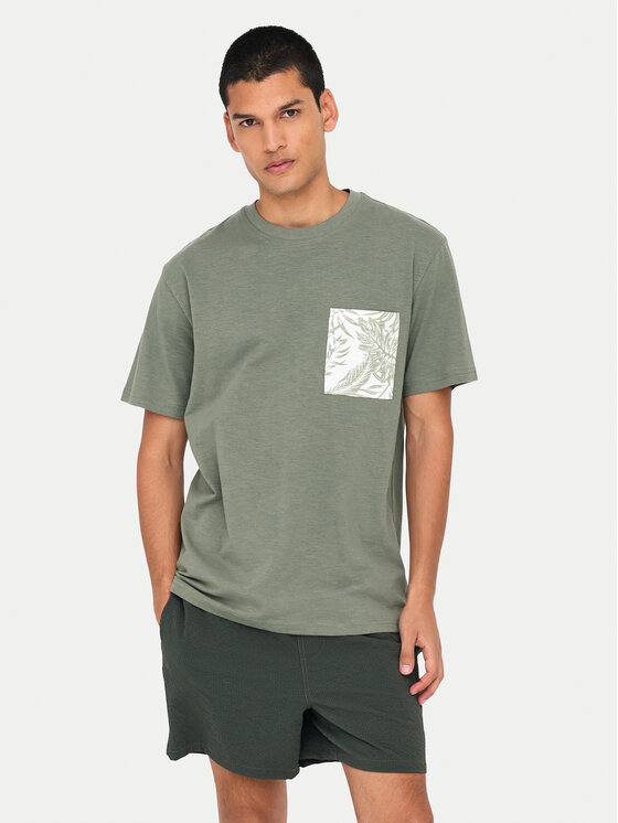 Only & Sons Only & Sons Футболка 22025286 Зелений Regular Fit