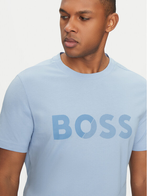 BOSS BOSS T-shirt Tape Logo 50530990 Celeste Regular Fit