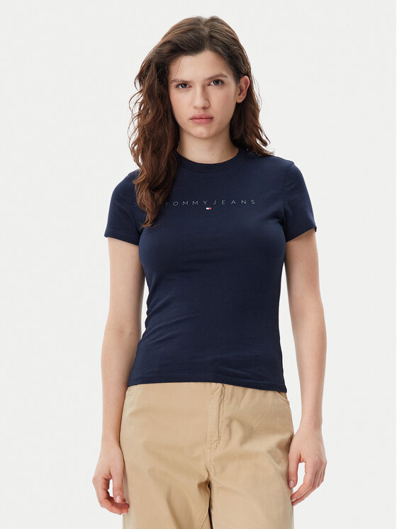 Tommy Jeans Tommy Jeans Marškinėliai Tonal Linear DW0DW20315 Tamsiai mėlyna Slim Fit