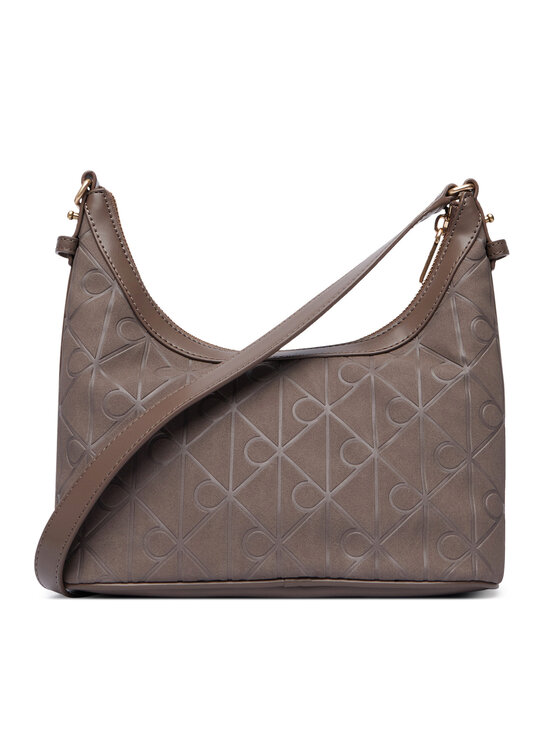 Calvin Klein Ročna torba Calvin Klein Emblem Aop Sueded Shoulder Bag LV04F3880G Bež
