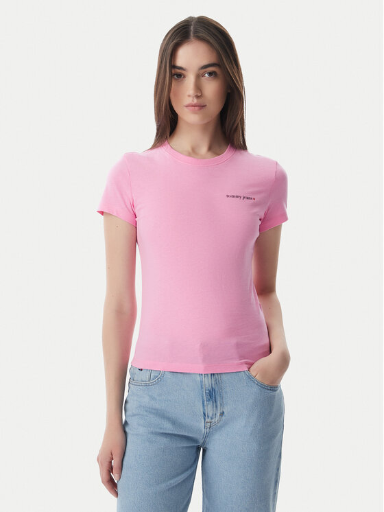 Tommy Jeans Tommy Jeans Camiseta Ess Logo DW0DW23479 Rosa claro Slim Fit