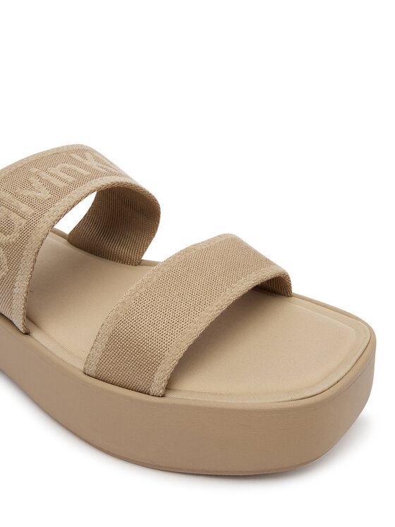 Calvin Klein Natikači Calvin Klein Flatform Sndl Webbing HW0HW02878 Bež