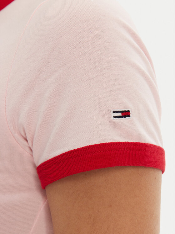 Tommy Jeans Tommy Jeans T-shirt Script Ringer DW0DW20631 Rosa Slim Fit