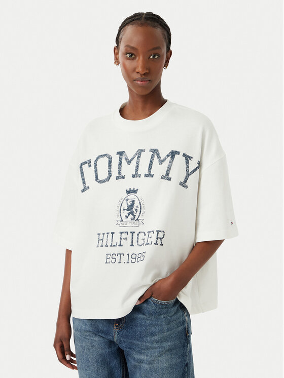 Tommy Hilfiger Tommy Hilfiger Camiseta Varsity WW0WW50940 Crema Relaxed Fit