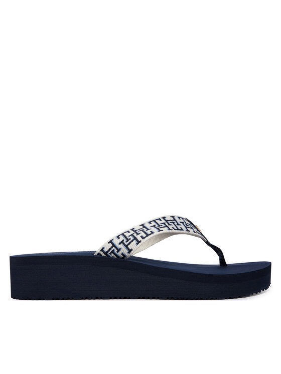 Tommy Hilfiger Flip flop Tommy Hilfiger Mono Wedge Summer Sandal FW0FW09696 Bleumarin