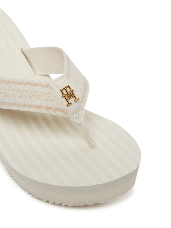 Tommy Hilfiger Žabky Tommy Hilfiger Th Stripes Wedge Beach Sandal FW0FW08521 Bílá