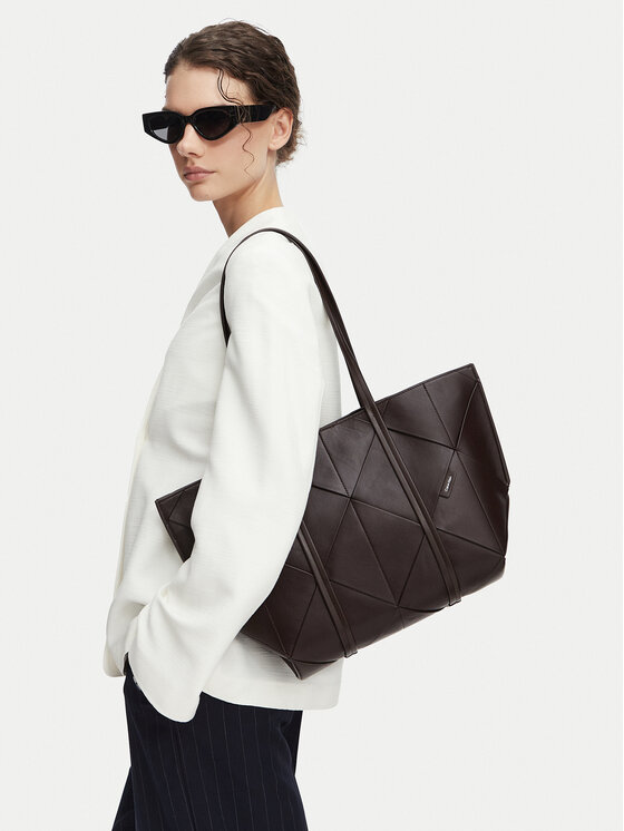 Calvin Klein Torebka Calvin Klein Woven Medium Carryall LV04F3548G Brązowy