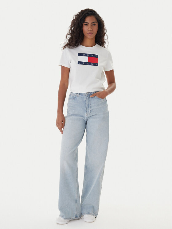 Tommy Jeans Tommy Jeans Camiseta Flag DW0DW22562 Écru Regular Fit