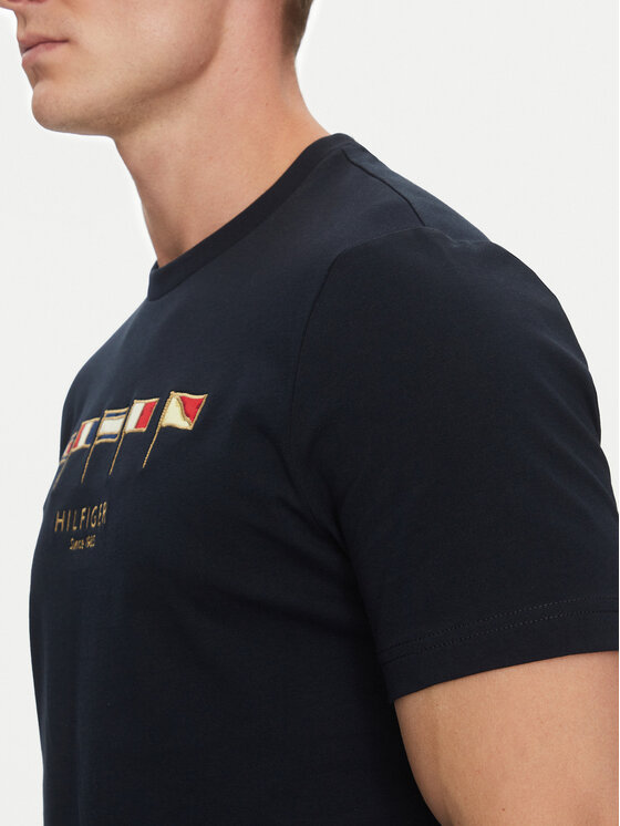 Tommy Hilfiger Tommy Hilfiger T-shirt Multi Flags MW0MW38616 Tamnoplava Regular Fit