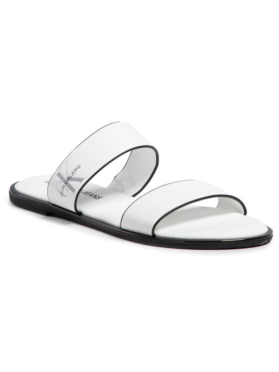 Calvin Klein Jeans Чехли Calvin Klein Jeans Flat Sandal Twostraps Lth YW0YW00026 Бял
