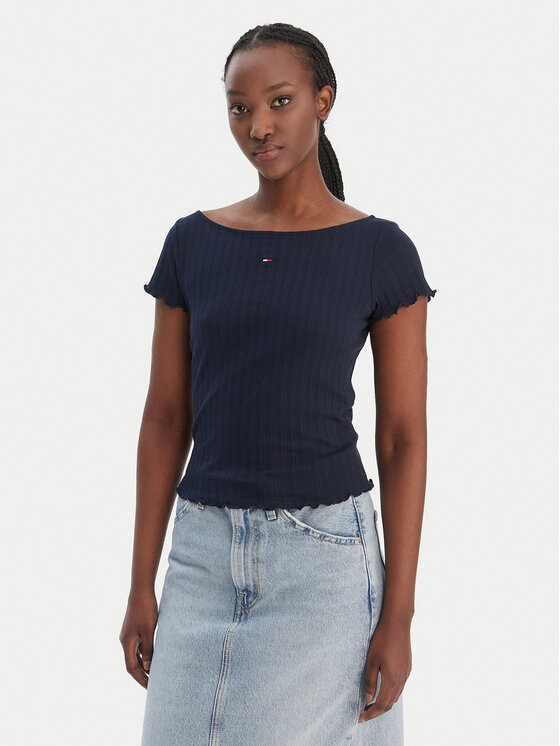 Tommy Jeans Tommy Jeans Camiseta Lettuce Edge DW0DW22460 Azul marino Slim Fit