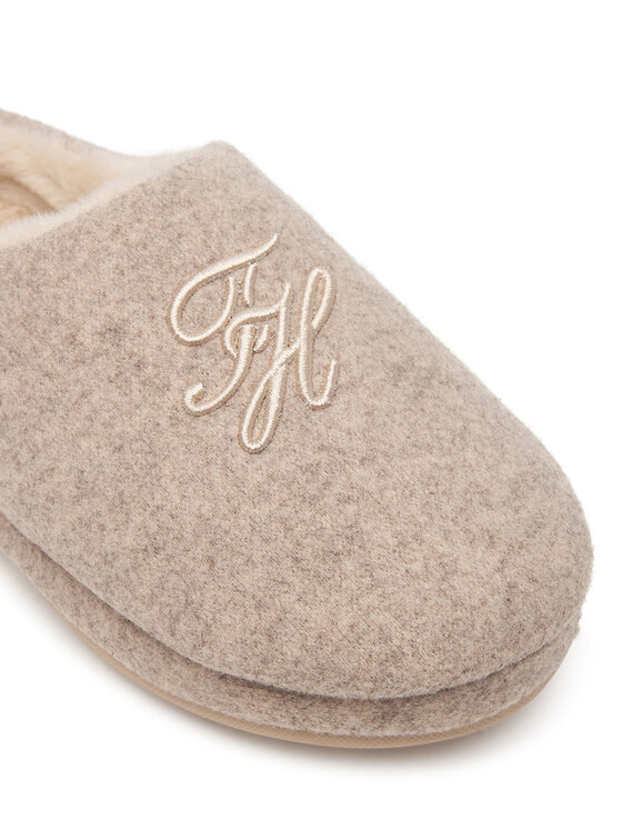 Tommy Hilfiger Пантофи Tommy Hilfiger Th House Shoe Flannel FW0FW09699 Бежов