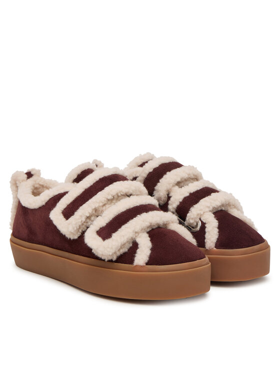 Inuikii Sneakersy Inuikii Shearling Low Velcro 1001.001.0231.518 Bordowy