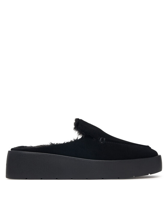 Calvin Klein Papucs Calvin Klein Flatform Mule Suede WL HW0HW03182 Fekete