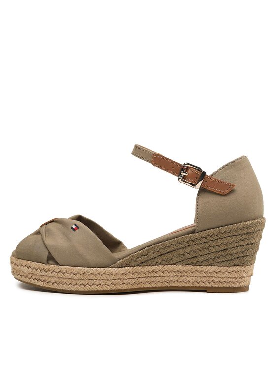 Tommy Hilfiger Espadrilky Tommy Hilfiger Basic Open Toe Mid Wedge FW0FW04785 Zelená