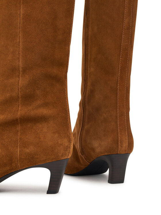 Tommy Hilfiger Ботуши Tommy Hilfiger Kitten Heel Suede High Boot FW0FW09655 Светлокафяв