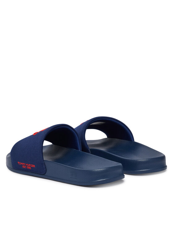 Tommy Hilfiger Klapki Tommy Hilfiger Logo Embroidery Canvas FM0FM05858 Granatowy