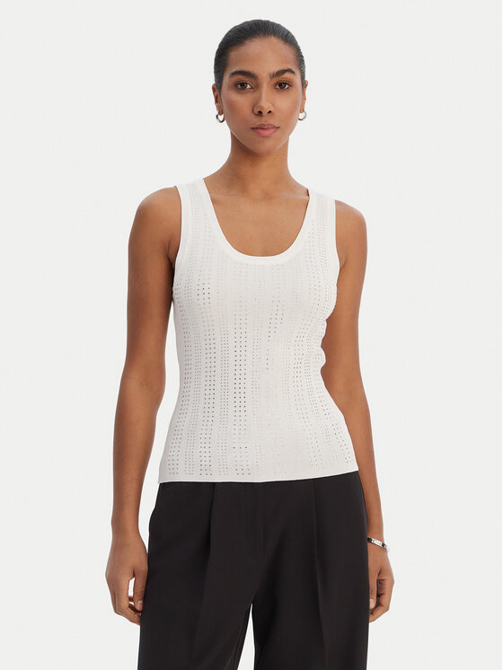 Fracomina Fracomina Top FR26ST4005K524R9 Écru Slim Fit