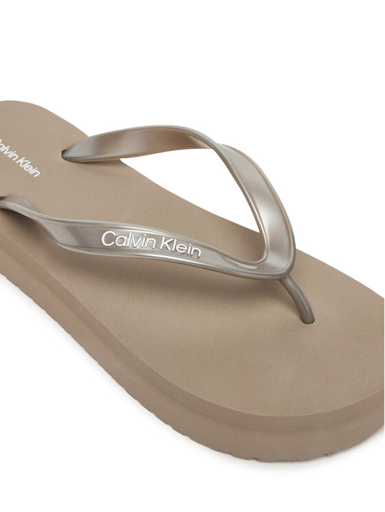 Calvin Klein Japonki Calvin Klein Flatform Flip Flop Met Tpu HW0HW03120 Złoty