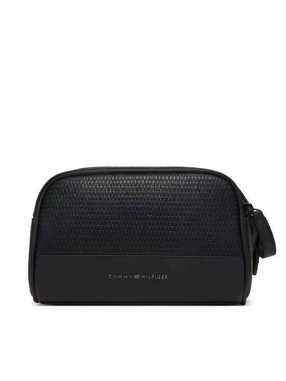 Tommy Hilfiger Neseser Tommy Hilfiger Metal Logo Woven Washbag AM0AM14098 Crna