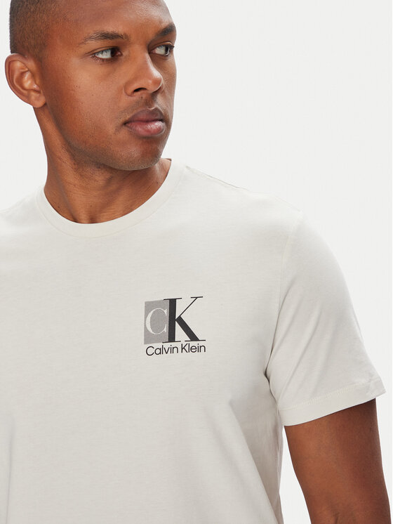 Calvin Klein Calvin Klein Majica Abstract Graphic LV04RC853G Écru Regular Fit