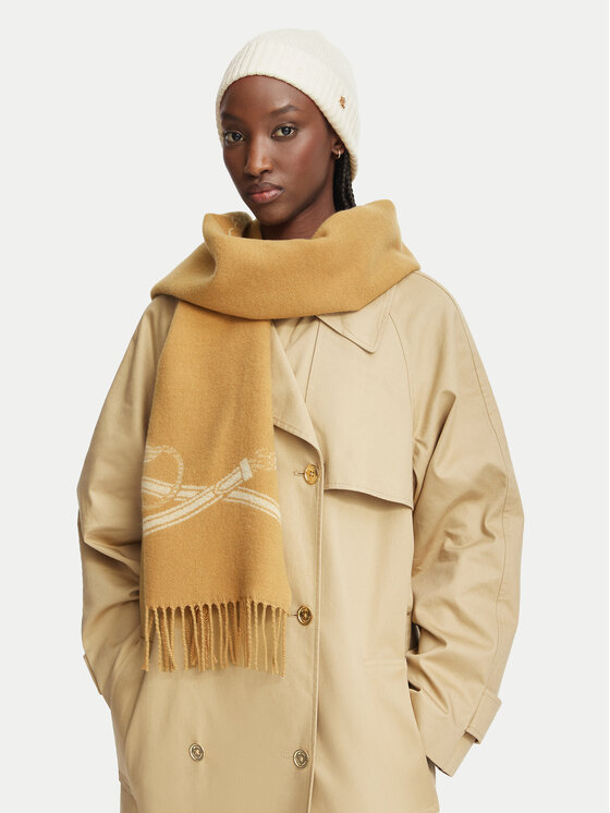 LAUREN RALPH LAUREN Set šal + kapa LAUREN RALPH LAUREN 454P23530002 Svetlo rjava