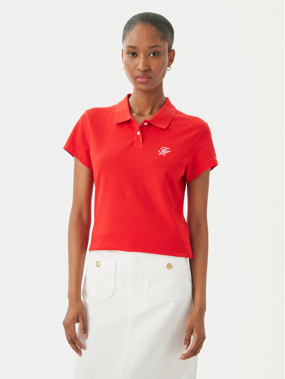 Tommy Hilfiger Tommy Hilfiger Pólóing 1985 Logo WW0WW49259 Piros Slim Fit