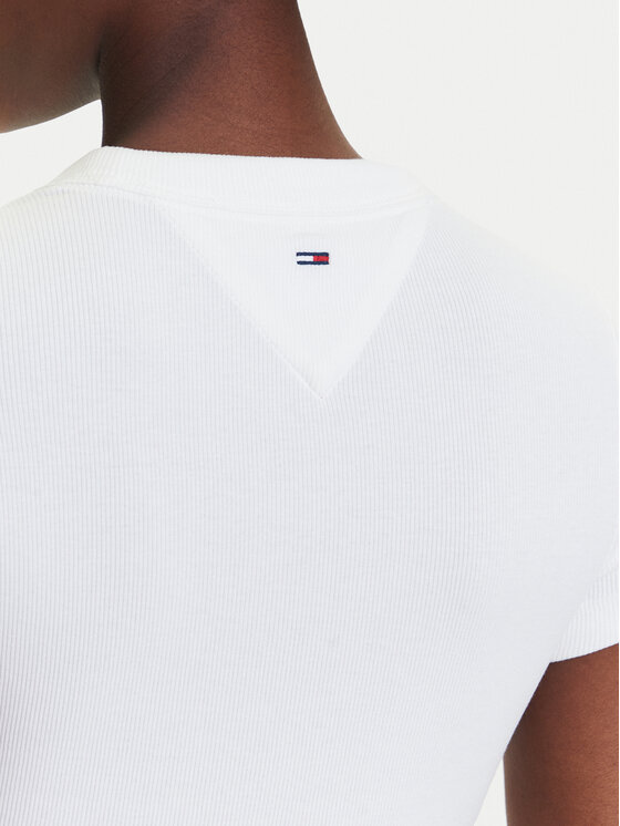 Tommy Jeans Tommy Jeans Majica Script Label DW0DW21402 Bela Slim Fit