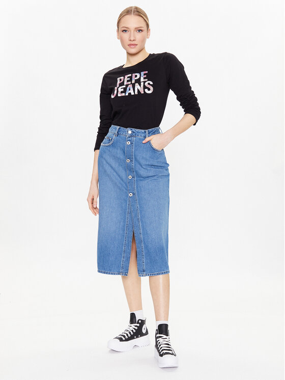Pepe Jeans Pepe Jeans Majica Luna PL505394 Črna Regular Fit