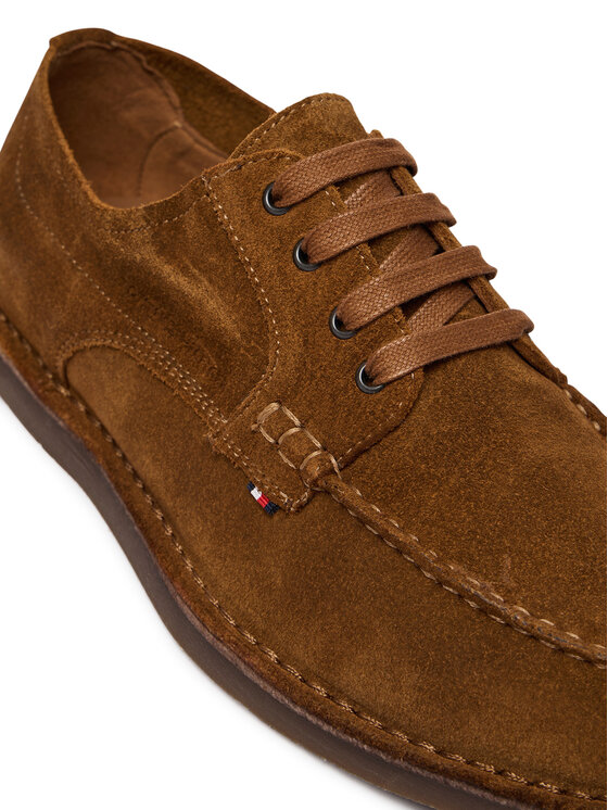 Tommy Hilfiger Cipele Tommy Hilfiger Stitchdown Suede Derby FM0FM05841 Smeđa