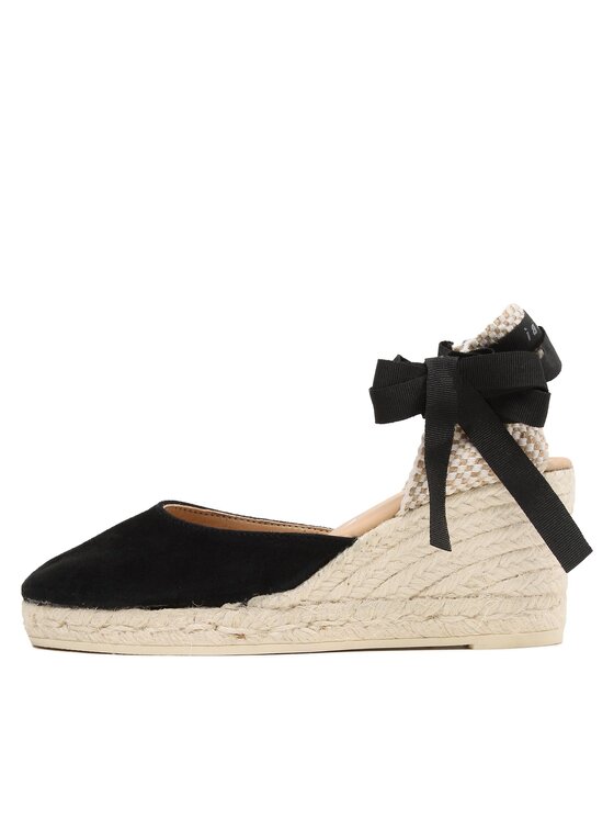 Manebi Espadryle Manebi Soft Suede Low Wedge Espadrilles K 1.0 WL Czarny