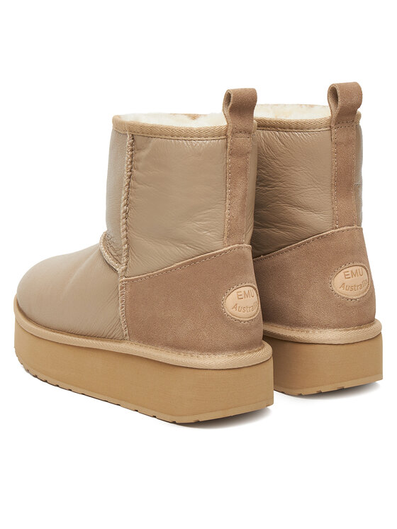 EMU Australia Sniega zābaki EMU Australia Stinger Mini Flatform Leather W13189 Bēšs
