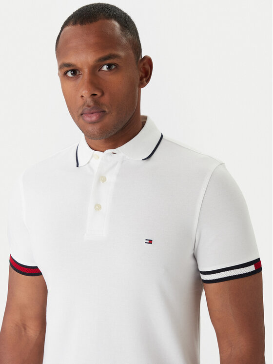 Tommy Hilfiger Tommy Hilfiger Polo Flag Cuff MW0MW38458 Λευκό Slim Fit