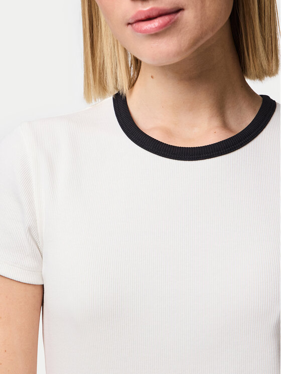 Pieces Pieces Camiseta May 17154483 Blanco Slim Fit