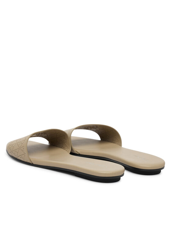 Calvin Klein Klapki Calvin Klein Org Flat Sndl One Bar Lth Aop HW0HW02857 Beżowy
