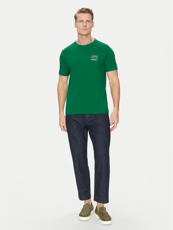 Tommy Hilfiger Tommy Hilfiger Marškinėliai Stack MW0MW38622 Žalia Regular Fit